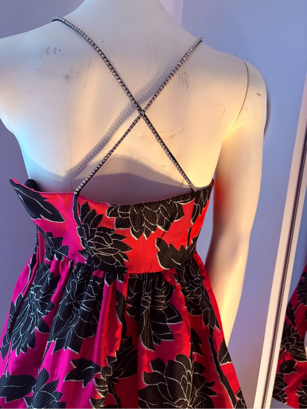 kate spade Red Floral Fit-and-Flare Dress with Black Flower Print - Picture 3 of 4